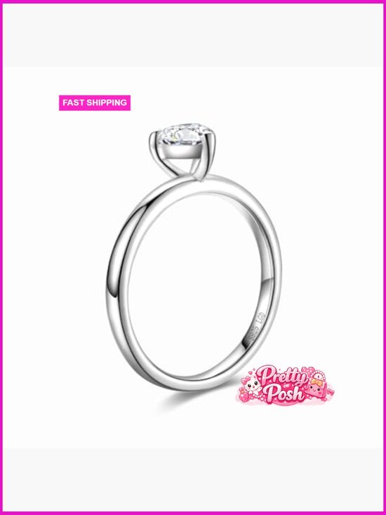 image-lab-grown-diamond-  Lab Grown Diamond Solitaire Ring in Sterling Silver Engagement Promise